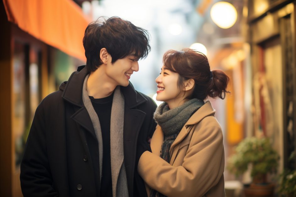 imagem feita pela ia, representando kocowa vs viki. Na imagem um casal feliz andando na rua